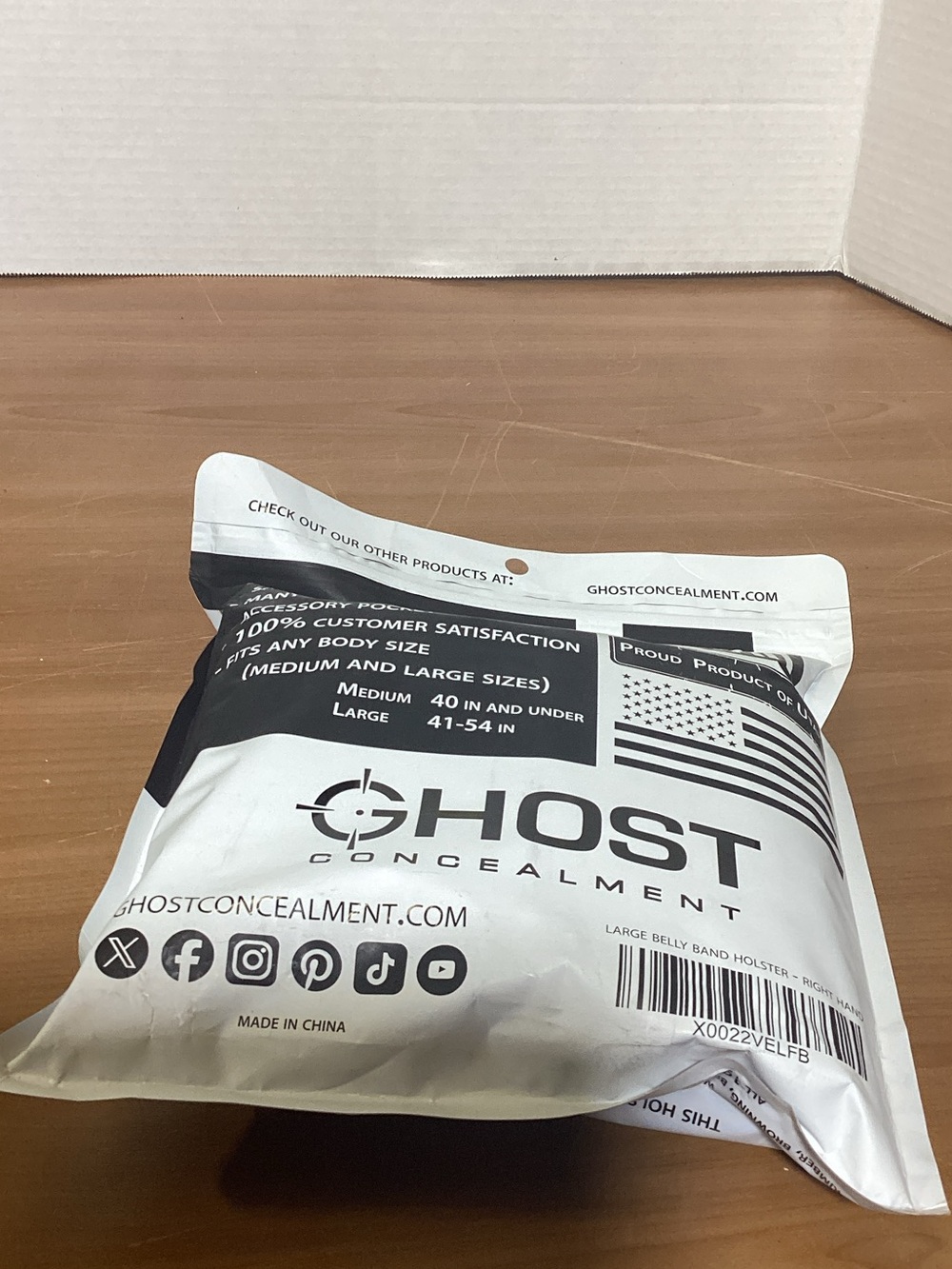 Ghostwhite and black Ghost Concealment Packaging